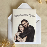Personalized anniversary greeting card displayed with a white envelope.